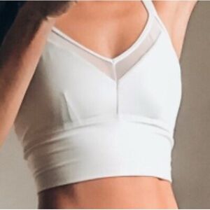 Alo Yoga Sneak Peek Long Bra NWT Bone color size Small, Mesh Detail Sports Bra